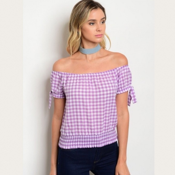 🦋3/$15💰Lilac Gingham Top - Picture 2 of 3